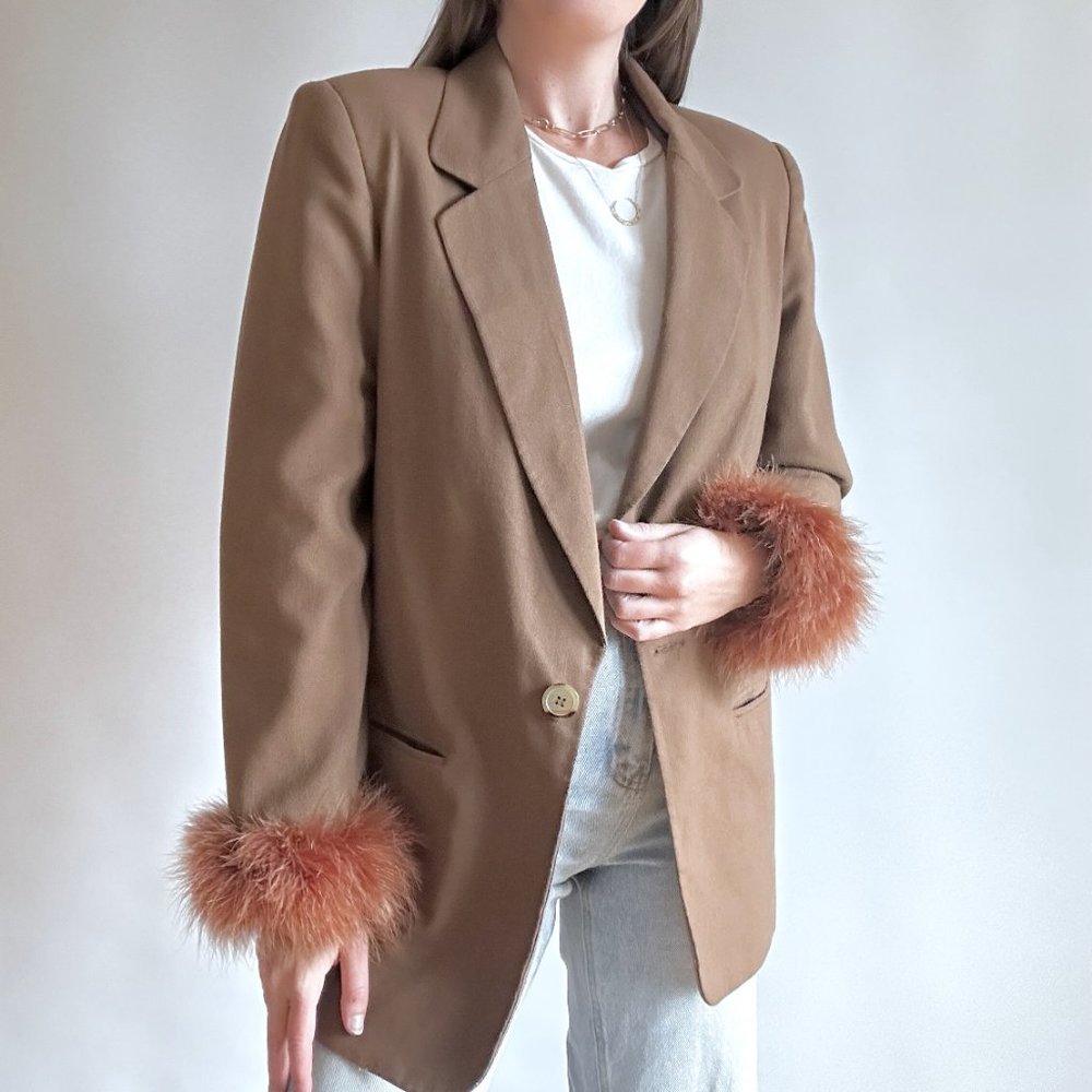 Reworked Brown Feather Blazer